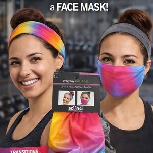 Scunci Multicolor Tie-Dye Headwrap and Face Mask